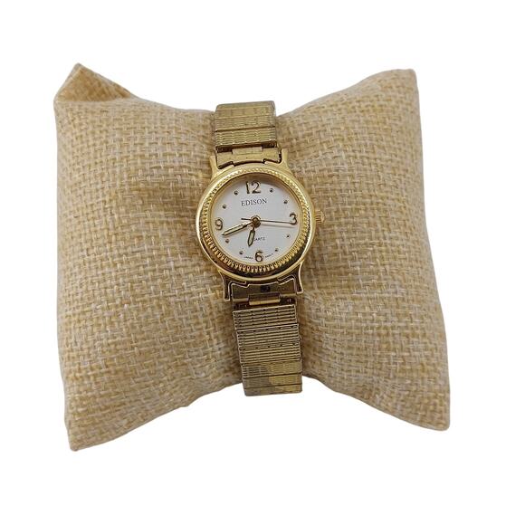 Edison Watch Gold Tone Bracelet Watch Wristwatch Japan Movt - Picture 2 of 16